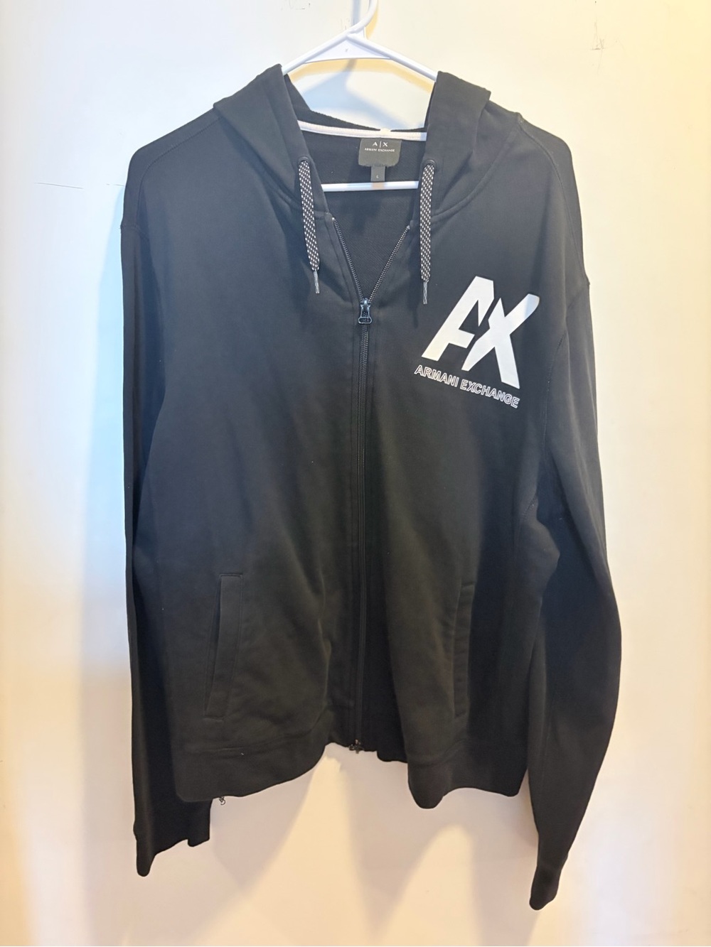 Armani Exchange Black Hoodie with White AX Logo